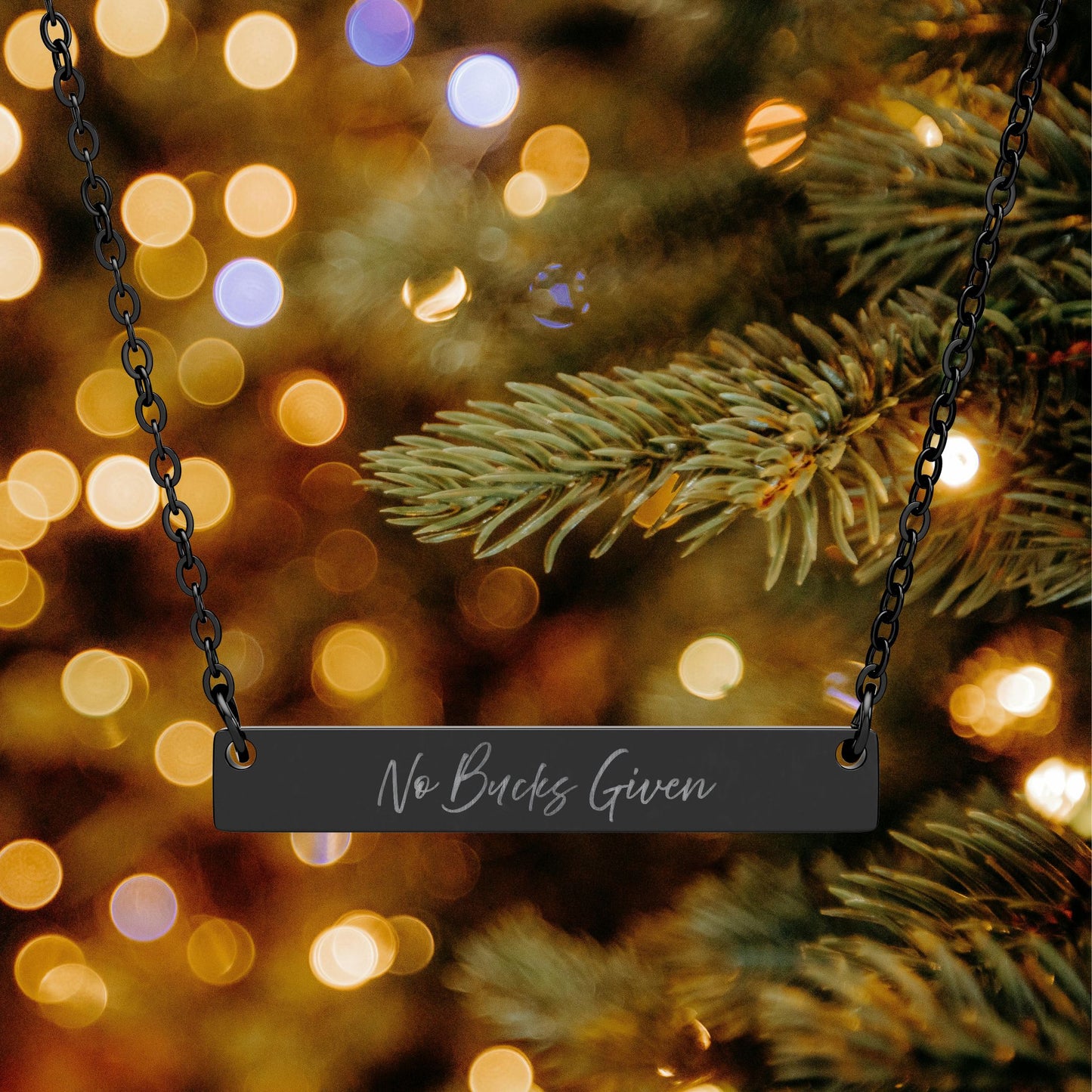 No Bucks Given Horizontal Bar Necklace (Engraved)