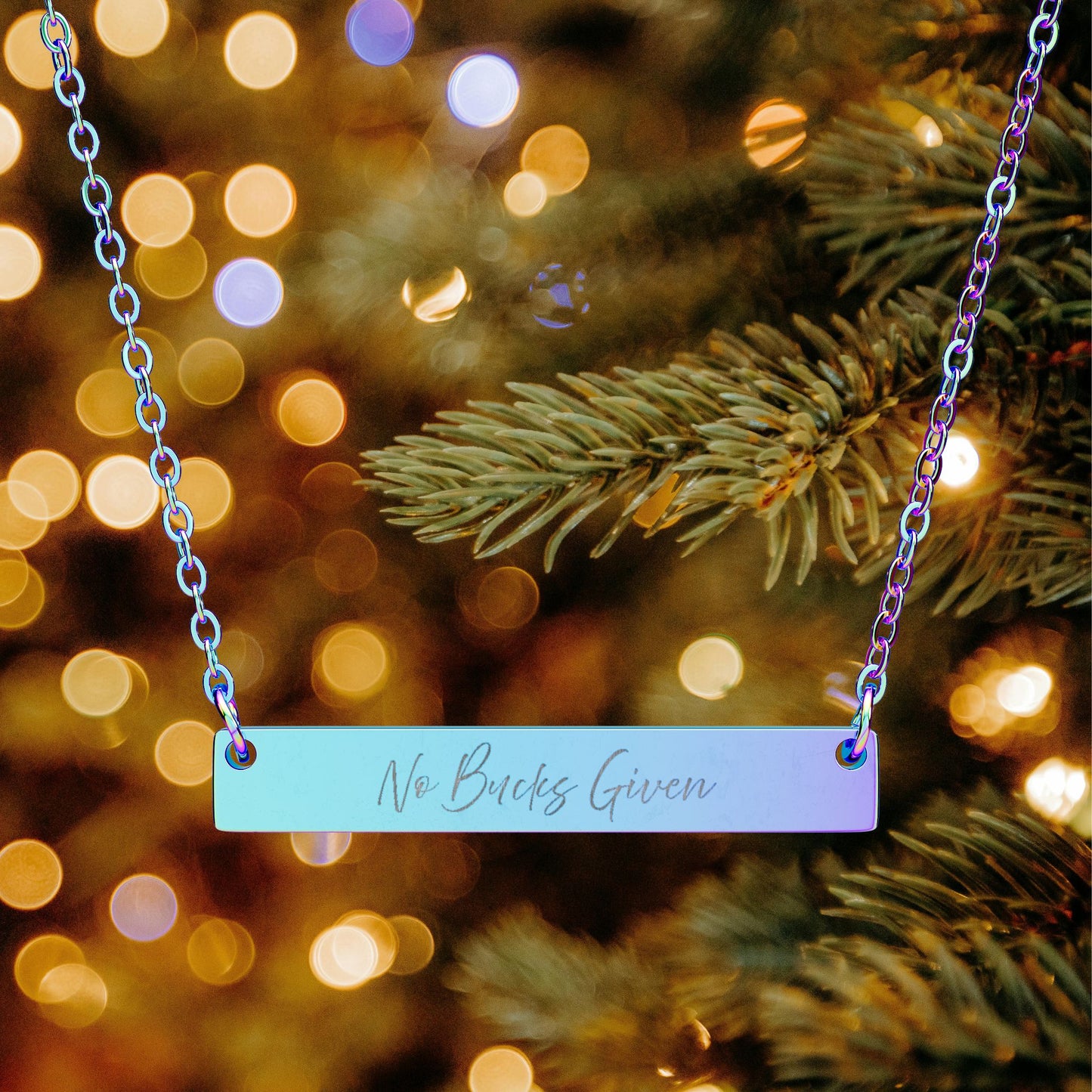 No Bucks Given Horizontal Bar Necklace (Engraved)