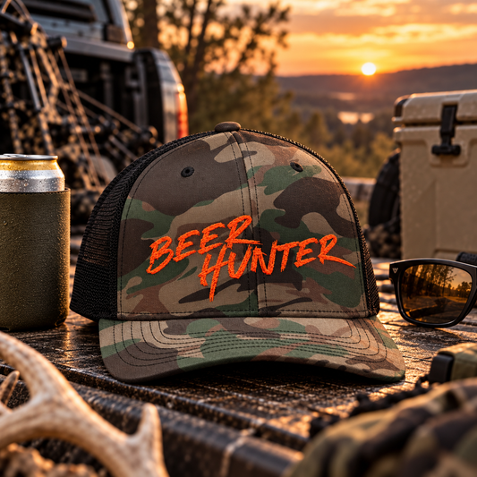 Hunter Orange Camouflage Hat: Beer Hunter