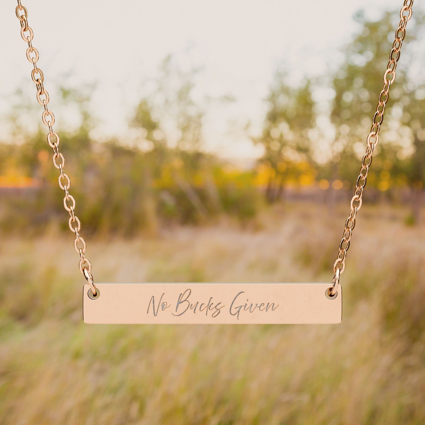 No Bucks Given Horizontal Bar Necklace (Engraved)